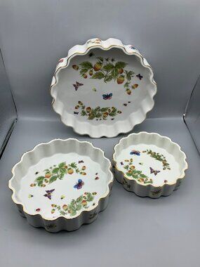 Vintage Lenwile Ardalt Fluted 3 Nesting Oven to Table Quiche/Tart Baking Dishes